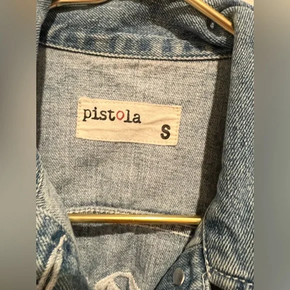 Pistola Denim Jacket with White Baby don’t cry wording - Picture 4 of 5